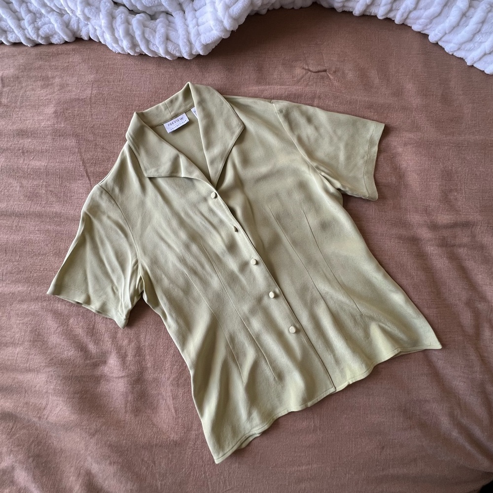 Light Green Silk Button Down
